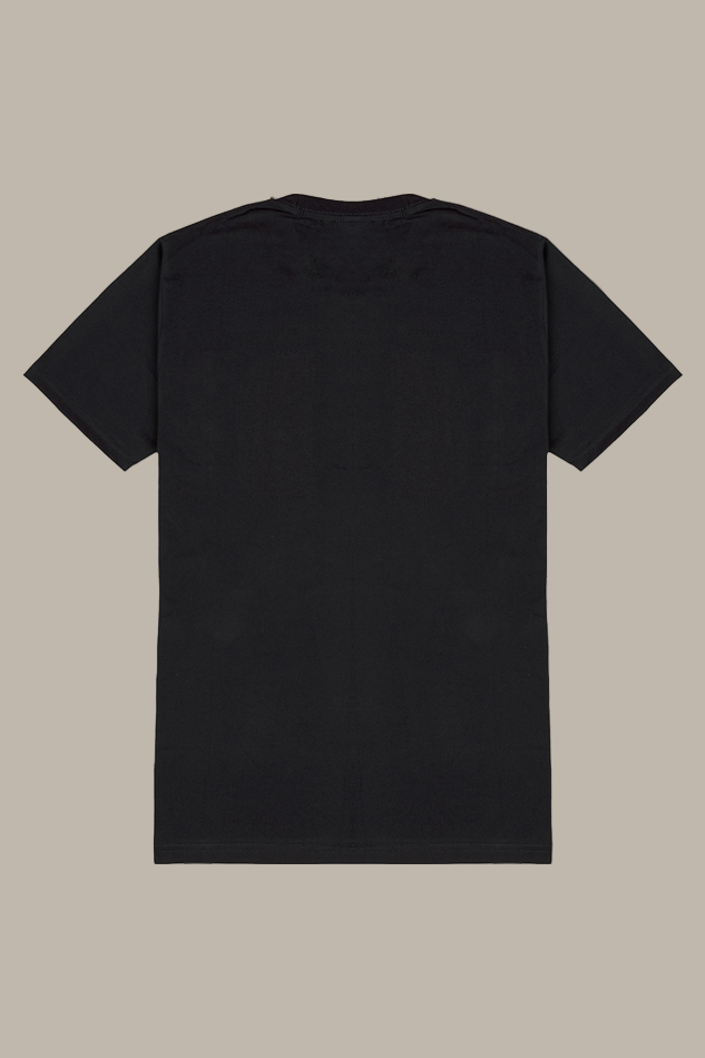 Black t-shirt on a white background
