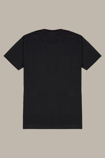 Black t-shirt on a white background